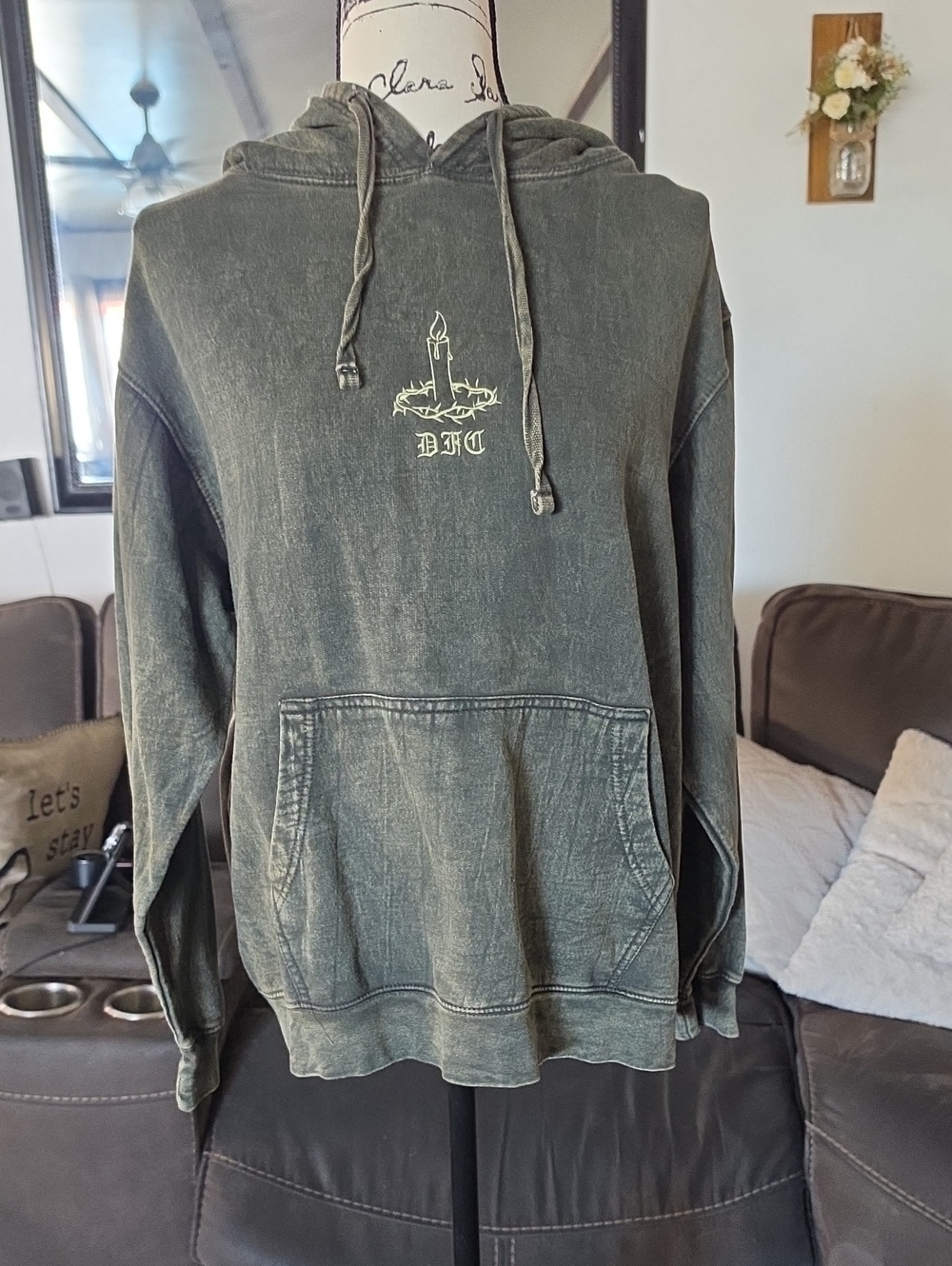 Doll Face Club Washed Olive Green Hoodie